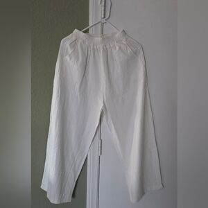 Linen Like Crepe Elastic Waist Pants